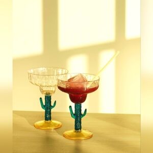 Two Cactus Margarita Glasses